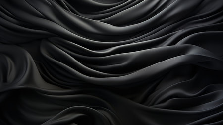 Detailed close-up of a black velvet cloth with soft and delicate folds, revealing its luxurious texture and elegant drape. The fabric is smooth and plush, with a soft sheen that reflects the light.の素材