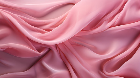 A mesmerizing close-up photo of a soft pink satin fabric, with a smooth and lustrous sheen that evokes a sense of luxury and indulgence. The fabric is draped in elegant foldsの素材