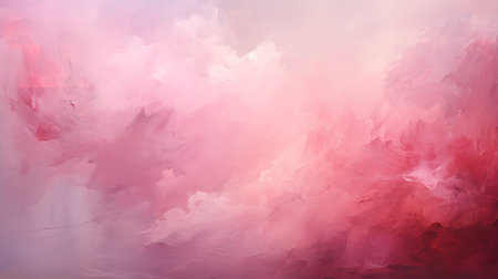 A serene and tranquil painting of a pink and red cloudy sky, with soft and wispy clouds that appear to float on air. The colors are vibrant and eye-catching, but they are also calming and soothing.の素材