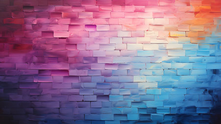 A captivating and colorful painting of a brick wall, its intricate patterns and bold hues creating a visual feast for the eyes. The painting evokes a sense of joy and wonderの素材