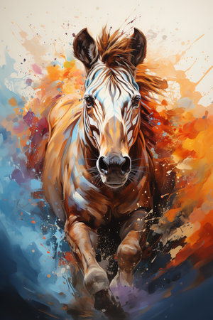 A mesmerizing abstract digital painting with a bold palette of vibrant colors and geometric shapes. The artist has used a variety of brushstrokes and techniques to create a sense of movement and depth in the painting.の素材