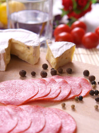 Salami and cheeseの写真素材