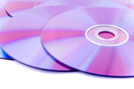 Compact discs on white backgroundの写真素材