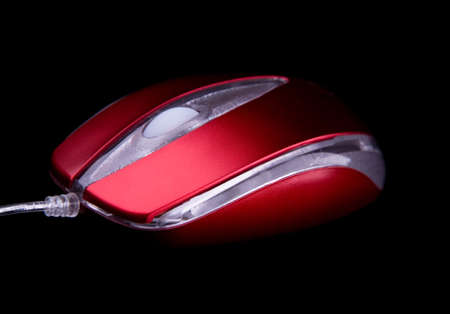 Computer mouse isolated on blackの写真素材