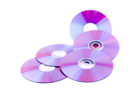 Compact discs on white backgroundの写真素材