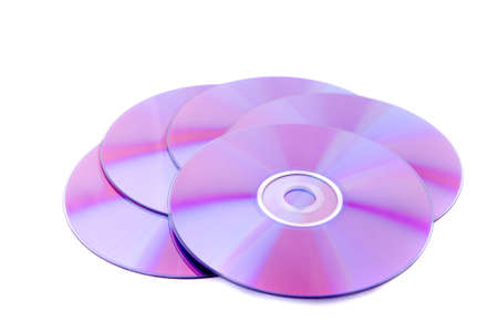 Compact discs on white background