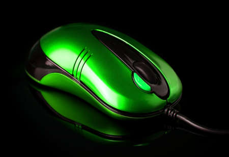 Computer mouse isolated on blackの写真素材
