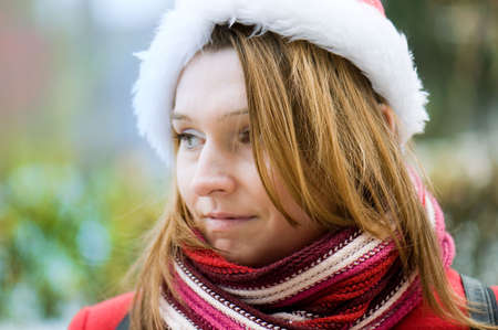 Christmas portrait of a beautiful womanの写真素材