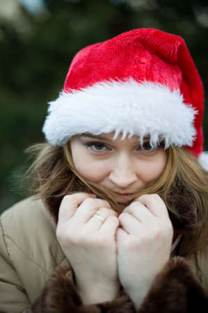 Christmas portrait of a beautiful womanの写真素材