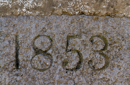 Year Eighteen Fifty Three 1853 engraved and painted black, year stone.の写真素材