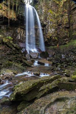 Melincourt Falls, Resolven, Vale of Neath, Port Talbot, Wales, United Kingdom.の写真素材