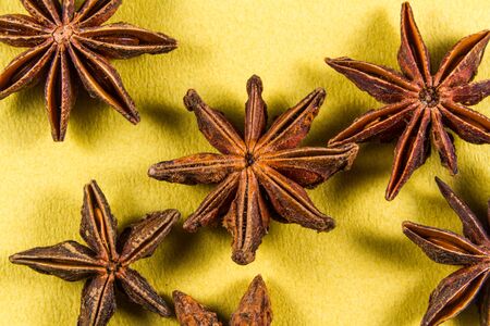 Close up of star anise spice, pale background, macro.の写真素材