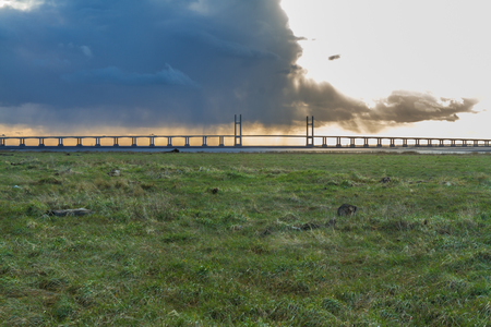The Second Severn crossing is a bridge that carries the M4 motorway over the Bristol Channel or River Severn Estuary between England and Wales, United Kingdom.の写真素材