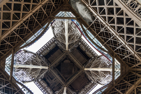 View of the Eiffel Tower from below. Paris, France, Europe.の写真素材