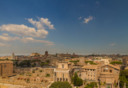 ROME Ã¢ï¿½ï¿½ AUGUST 27: The Roman Forum and city skyline on August 27, 2016 in Romeのeditorial素材