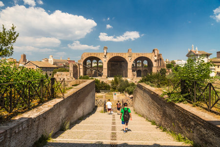 ROME Ã¢ï¿½ï¿½ AUGUST 27: The Roman Forum and Basilica of Maxentius on August 27, 2016 in Romeのeditorial素材