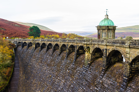 The Craig Goch Dam intake tower, part of the Elan Valley Reservoirs. Powys, Wales, United Kingdom.の写真素材