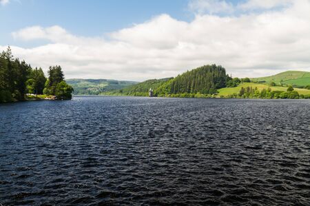 Lake Vyrnwy reservoir. Supplies water to Liverpool. Powys, Wales, United Kingdom.の写真素材