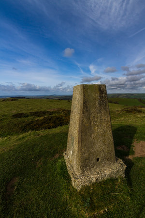 Triangulation Point on Abbotsbury Castle ancient earthwork, Abbotsbury, Dorset, England, United Kingdom.のeditorial素材
