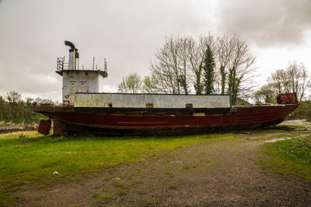 CHEPSTOW â APRIL 6: Derelict Car Ferry The Severn Princess. Used to take cars and passengers across the Bristol Channel before the Severn Crossing opened in 1966.のeditorial素材