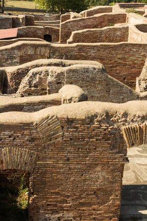 Roman building ruins at Ostia Antica, roman city. Rome in Italy.のeditorial素材