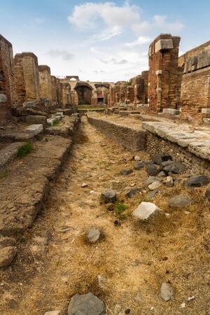 Flagged path through Ostia Antica, roman city. Rome in Italy.の写真素材