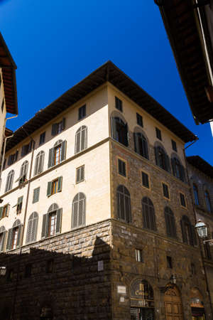 View up of a Florence apartment building. Florence, Italy, Europe.の写真素材
