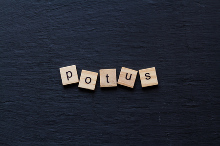 Toy wood letter blocks showing POTUS.の写真素材