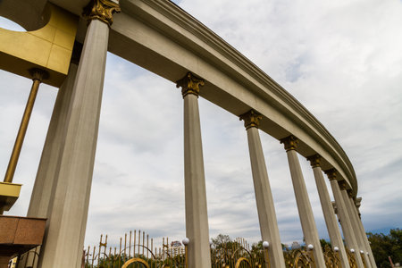 Pillars beside the Entrance Arch at First President's Park, Almaty, Kazakhstanのeditorial素材