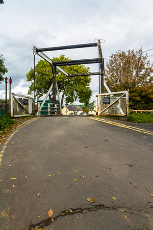 Canal lift bridge. The Monmouthshire and Brecon Canal, Talybont on Usk, Wales, United Kingdom.の写真素材