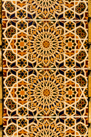 Background of tiled wall with Moorish design.の写真素材
