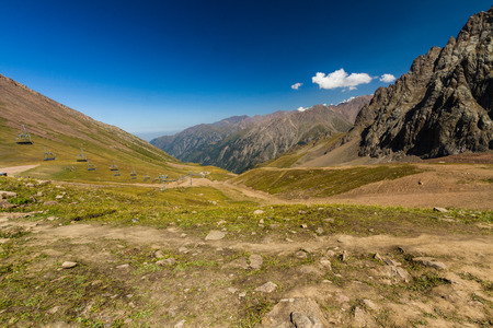 Tien Shen Mountains at Shymbulak Upper Piste Talgar pass near Almaty, Kazakhstanの写真素材