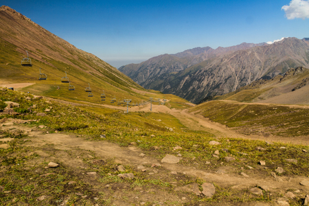Tien Shen Mountains at Shymbulak Upper Piste Talgar pass near Almaty, Kazakhstanの写真素材