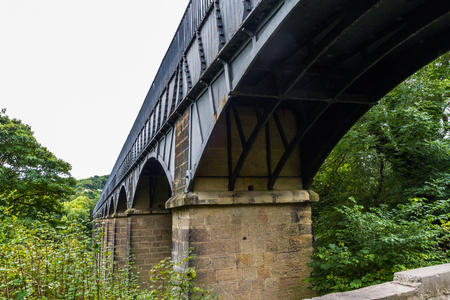 The pontcysyllte aqueduct carrying the Llangollen Canal over the River Dee.の写真素材