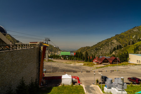 View down valley from Shymbulak Ski Resort Hotelのeditorial素材