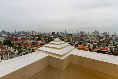 Bangkok city skyline  from Golden Mountain Buddhist Templeの写真素材