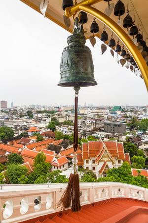 Religious bell, Bonsho or tsurigane  in Buddhist Temple, Bangkok, Thailand.の写真素材