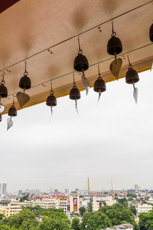 Religious bells, Bonsho or tsurigane  in Buddhist Temple, Bangkok, Thailand.の写真素材
