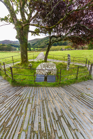 Monument to dog, Gelertâs Grave, Snowdonia, North Wales, Gwynedd, United Kingdom.の写真素材