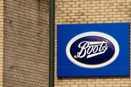 BOURNEMOUTH UK â MARCH 25, 2018: Boots The Chemist sign on wall.のeditorial素材