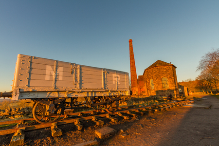 Middleton Top steam engine house, used to haul trains up incline. Cromford, Derbyshire, England, UK.の写真素材