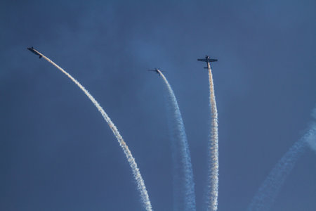 Bournemouth, United Kingdom â Bournemouth Air Festival 2018 The Blades Display Team show aeroplane on September 2 2018 in Bournemouth.のeditorial素材