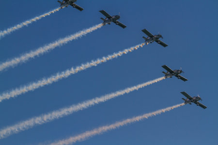 Bournemouth, United Kingdom â€“ Bournemouth Air Festival 2018 Team Raven Display Team show...