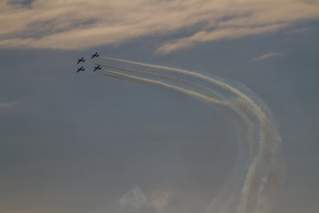 Bournemouth, United Kingdom â Bournemouth Air Festival 2018 The Blades Display Team show aeroplane on September 2 2018 in Bournemouth.のeditorial素材