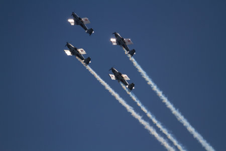 Bournemouth, United Kingdom â Bournemouth Air Festival 2018 Team Raven Display Team show aeroplane on September 2 2018 in Bournemouth.のeditorial素材