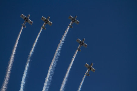 Bournemouth, United Kingdom â€“ Bournemouth Air Festival 2018 Team Raven Display Team show...
