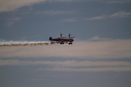 Bournemouth, United Kingdom â Bournemouth Air Festival 2018 The Aero SuperBatics Wingwalkers single areoplane  on September 2 2018 in Bournemouth.のeditorial素材