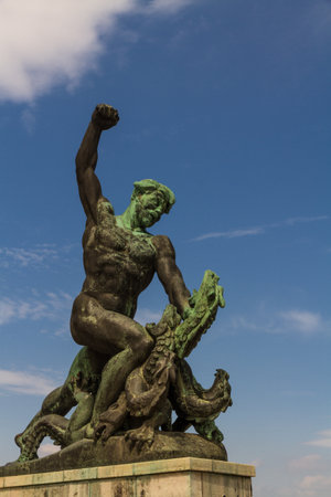 Budapest, Hungary â April 24 Bronze statue on Liberty Hill on April 24 2018 in Budapest.のeditorial素材