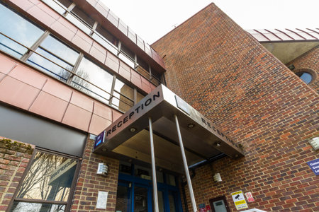 Bournemouth, England â BCP Bournemouth, Christchurch and Poole Council, Christchurch Civic Offices, created April 1 2019 on March 31 2019 in UK.のeditorial素材