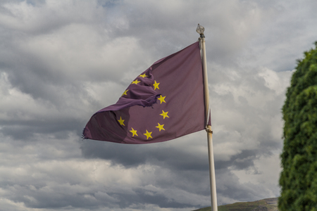 European Union flag flying in the wind.の写真素材